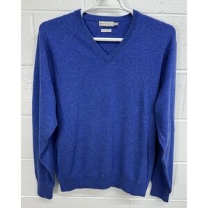 Peter Millar Sweater Blue Solid Pullover Crew 100% Cashmere / Men's Large